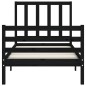 vidaXL Estructura de cama con cabecero madera maciza negro 100x200 cm vidaXL Estructura de cama con cabecero madera maciza negro 100x200 cm