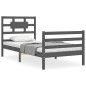 vidaXL Estructura de cama con cabecero madera maciza gris 90x200 cm