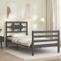 vidaXL Estructura de cama con cabecero madera maciza gris 90x200 cm