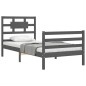 vidaXL Estructura de cama con cabecero madera maciza gris 90x200 cm