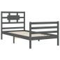 vidaXL Estructura de cama con cabecero madera maciza gris 90x200 cm