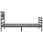 vidaXL Estructura de cama con cabecero madera maciza gris 90x200 cm