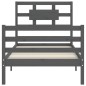 vidaXL Estructura de cama con cabecero madera maciza gris 90x200 cm