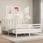 vidaXL Estructura de cama con cabecero madera maciza blanco 160x200 cm vidaXL Estructura de cama con cabecero madera maciza blanco 160x200 cm