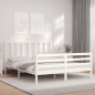 vidaXL Estructura de cama con cabecero madera maciza blanco 160x200 cm vidaXL Estructura de cama con cabecero madera maciza blanco 160x200 cm