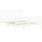 vidaXL Estructura de cama con cabecero madera maciza blanco 160x200 cm vidaXL Estructura de cama con cabecero madera maciza blanco 160x200 cm
