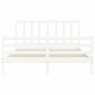 vidaXL Estructura de cama con cabecero madera maciza blanco 160x200 cm vidaXL Estructura de cama con cabecero madera maciza blanco 160x200 cm