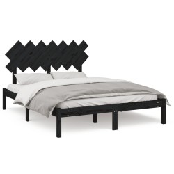 vidaXL Estructura de cama de madera maciza negra 140x200 cm