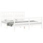 vidaXL Estructura cama de matrimonio con cabecero madera maciza blanco vidaXL Estructura cama de matrimonio con cabecero madera maciza blanco