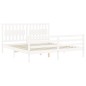 vidaXL Estructura cama de matrimonio con cabecero madera maciza blanco vidaXL Estructura cama de matrimonio con cabecero madera maciza blanco