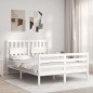 vidaXL Estructura de cama con cabecero madera maciza blanco 140x200 cm vidaXL Estructura de cama con cabecero madera maciza blanco 140x200 cm
