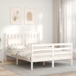 vidaXL Estructura de cama con cabecero madera maciza blanco 140x200 cm vidaXL Estructura de cama con cabecero madera maciza blanco 140x200 cm