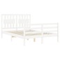 vidaXL Estructura de cama con cabecero madera maciza blanco 140x200 cm vidaXL Estructura de cama con cabecero madera maciza blanco 140x200 cm