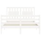 vidaXL Estructura de cama con cabecero madera maciza blanco 140x200 cm vidaXL Estructura de cama con cabecero madera maciza blanco 140x200 cm