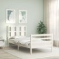 vidaXL Estructura de cama con cabecero madera maciza blanco 100x200 cm vidaXL Estructura de cama con cabecero madera maciza blanco 100x200 cm