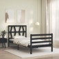 vidaXL Estructura de cama con cabecero madera maciza negro 90x200 cm