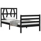 vidaXL Estructura de cama con cabecero madera maciza negro 90x200 cm