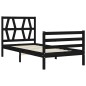 vidaXL Estructura de cama con cabecero madera maciza negro 90x200 cm
