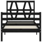 vidaXL Estructura de cama con cabecero madera maciza negro 90x200 cm