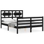 vidaXL Estructura de cama con cabecero madera maciza negro 120x200 cm vidaXL Estructura de cama con cabecero madera maciza negro 120x200 cm
