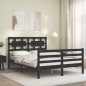 vidaXL Estructura de cama con cabecero madera maciza negro 120x200 cm vidaXL Estructura de cama con cabecero madera maciza negro 120x200 cm