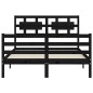 vidaXL Estructura de cama con cabecero madera maciza negro 120x200 cm vidaXL Estructura de cama con cabecero madera maciza negro 120x200 cm