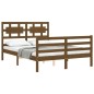 vidaXL Estructura de cama matrimonio con cabecero madera marrón miel vidaXL Estructura de cama matrimonio con cabecero madera marrón miel