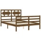 vidaXL Estructura de cama matrimonio con cabecero madera marrón miel vidaXL Estructura de cama matrimonio con cabecero madera marrón miel