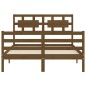 vidaXL Estructura de cama matrimonio con cabecero madera marrón miel vidaXL Estructura de cama matrimonio con cabecero madera marrón miel