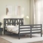 vidaXL Estructura de cama con cabecero madera maciza gris 140x200 cm vidaXL Estructura de cama con cabecero madera maciza gris 140x200 cm