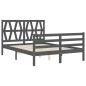 vidaXL Estructura de cama con cabecero madera maciza gris 140x200 cm vidaXL Estructura de cama con cabecero madera maciza gris 140x200 cm
