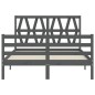 vidaXL Estructura de cama con cabecero madera maciza gris 140x200 cm vidaXL Estructura de cama con cabecero madera maciza gris 140x200 cm