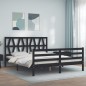 vidaXL Estructura de cama con cabecero madera maciza negro 160x200 cm vidaXL Estructura de cama con cabecero madera maciza negro 160x200 cm