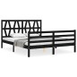 vidaXL Estructura de cama con cabecero madera maciza negro 160x200 cm vidaXL Estructura de cama con cabecero madera maciza negro 160x200 cm