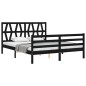 vidaXL Estructura de cama con cabecero madera maciza negro 160x200 cm vidaXL Estructura de cama con cabecero madera maciza negro 160x200 cm