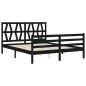 vidaXL Estructura de cama con cabecero madera maciza negro 160x200 cm vidaXL Estructura de cama con cabecero madera maciza negro 160x200 cm