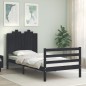 vidaXL Estructura de cama con cabecero madera maciza negro 90x200 cm