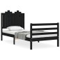 vidaXL Estructura de cama con cabecero madera maciza negro 90x200 cm