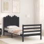 vidaXL Estructura de cama con cabecero madera maciza negro 90x200 cm