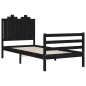 vidaXL Estructura de cama con cabecero madera maciza negro 90x200 cm