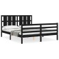 vidaXL Estructura de cama con cabecero madera maciza negro 160x200 cm vidaXL Estructura de cama con cabecero madera maciza negro 160x200 cm