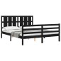 vidaXL Estructura de cama con cabecero madera maciza negro 160x200 cm vidaXL Estructura de cama con cabecero madera maciza negro 160x200 cm