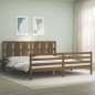 vidaXL Estructura cama y cabecero madera maciza marrón miel 200x200 cm vidaXL Estructura cama y cabecero madera maciza marrón miel 200x200 cm