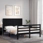 vidaXL Estructura de cama con cabecero madera maciza negro 120x200 cm vidaXL Estructura de cama con cabecero madera maciza negro 120x200 cm