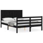 vidaXL Estructura de cama con cabecero madera maciza negro 120x200 cm vidaXL Estructura de cama con cabecero madera maciza negro 120x200 cm