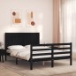 vidaXL Estructura de cama con cabecero madera maciza negro 120x200 cm vidaXL Estructura de cama con cabecero madera maciza negro 120x200 cm