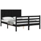 vidaXL Estructura de cama con cabecero madera maciza negro 120x200 cm vidaXL Estructura de cama con cabecero madera maciza negro 120x200 cm