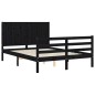 vidaXL Estructura de cama con cabecero madera maciza negro 120x200 cm vidaXL Estructura de cama con cabecero madera maciza negro 120x200 cm