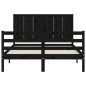 vidaXL Estructura de cama con cabecero madera maciza negro 120x200 cm vidaXL Estructura de cama con cabecero madera maciza negro 120x200 cm