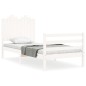 vidaXL Estructura de cama con cabecero madera maciza blanco vidaXL Estructura de cama con cabecero madera maciza blanco